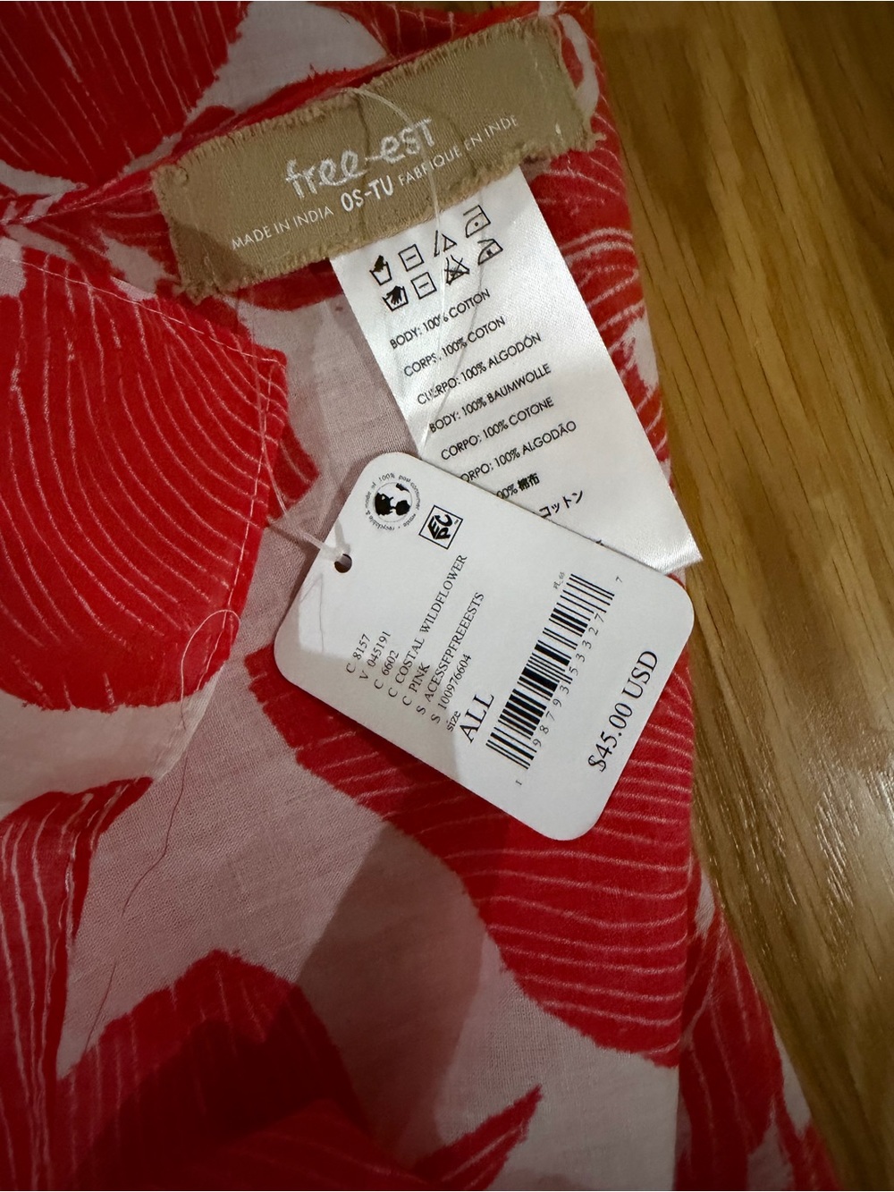 Free People Red & White Floral Cotton Swim Coverup